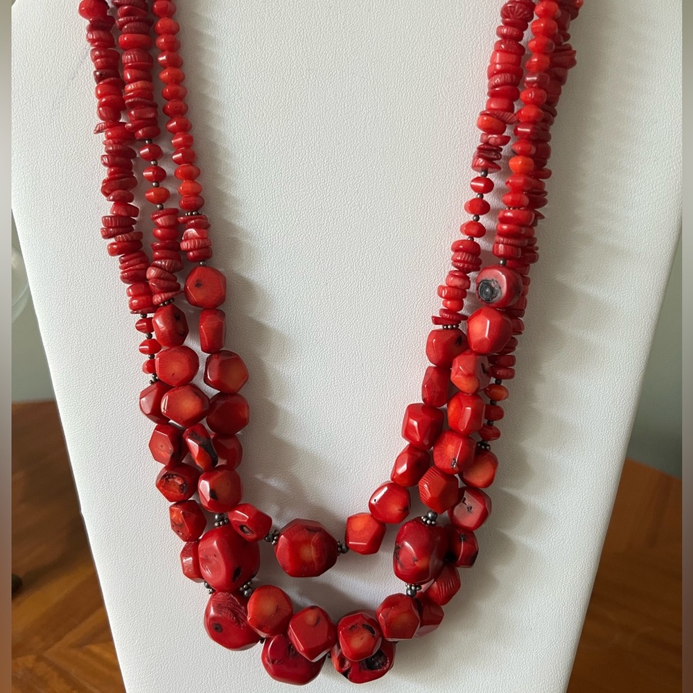 Studio Barse Bamboo Coral 3 Strand Necklace
